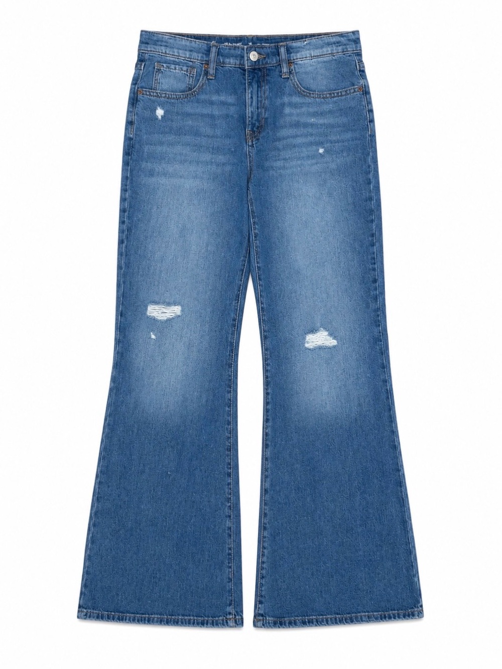 Old Navy High-Rise "Baggy Flare" Blue Distressed Denim Women's Jeans Size 16